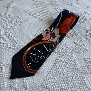 Vintage 1996‎ Looney Tunes Mania Tasmanian Devil basketball sports tie 4”W 59”L